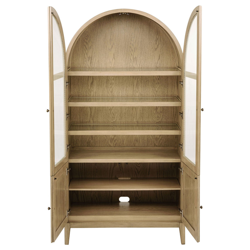 Kailani 4-Door Cane Dining Vitrine Display Cabinet Beige Oak