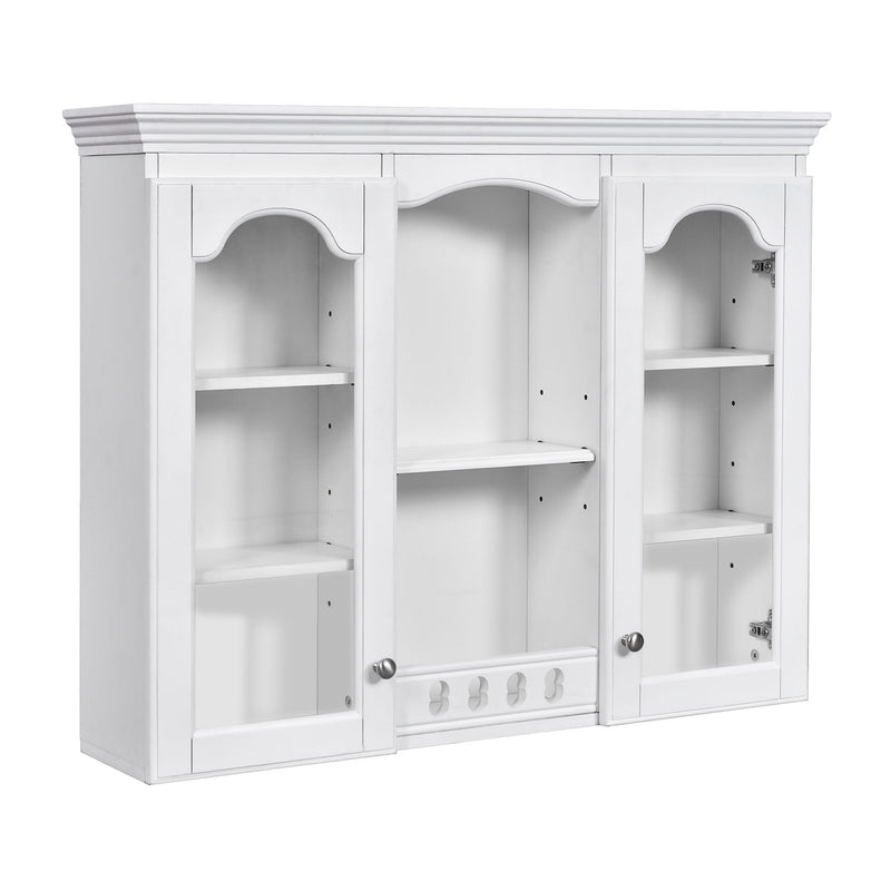 Wall-Mounted Medicine Cabinet With 2 Glass Doors, Adjustable Shelves - White