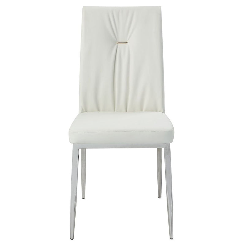 Kamaile - Side Chair (Set of 2) - Beige Synthetic Leather & Chrome