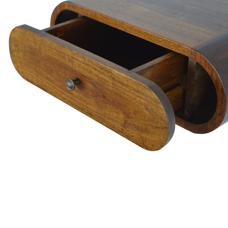 Wall Mounted Round Bedside Table - Chestnut