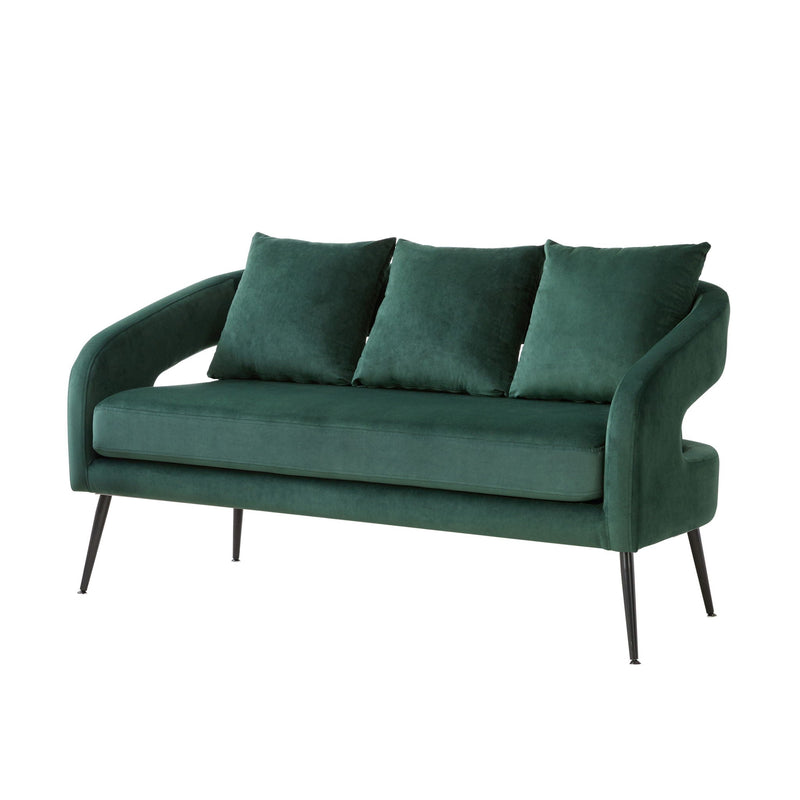 Open Back Loveseat Settee With 3 Pillows