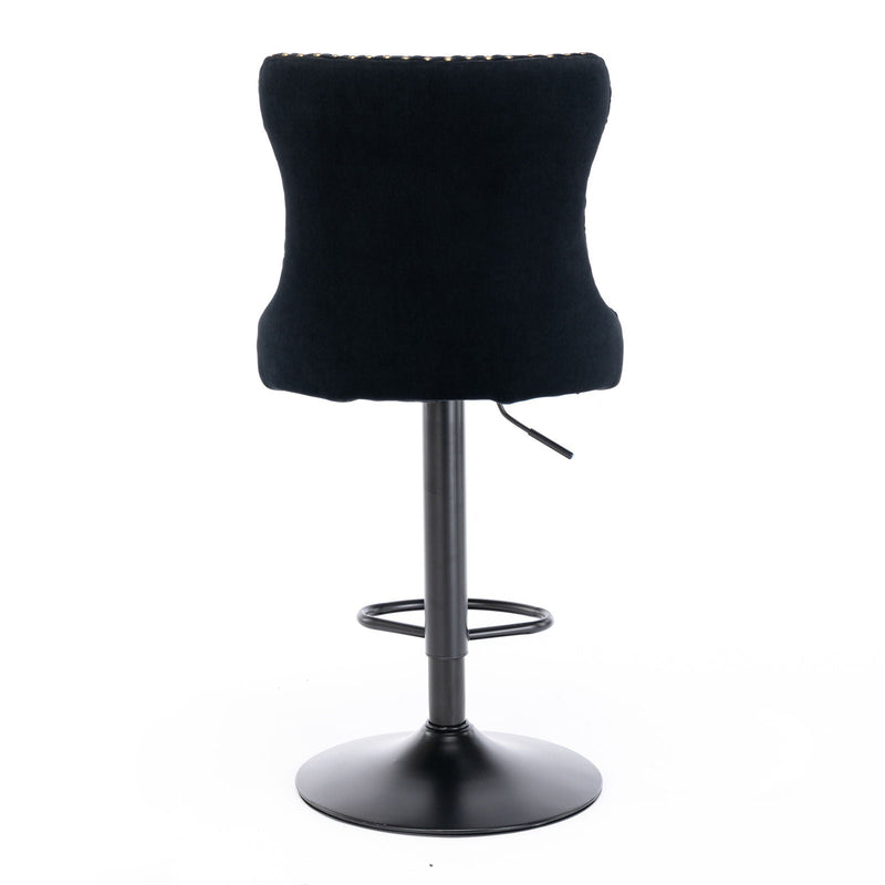 Swivel Barstools Adjusatble Seat Height, Modern Upholstered Bar Stools With Backs Comfortable Tufted For Home Pub And Kitchen Island (Set of 2)