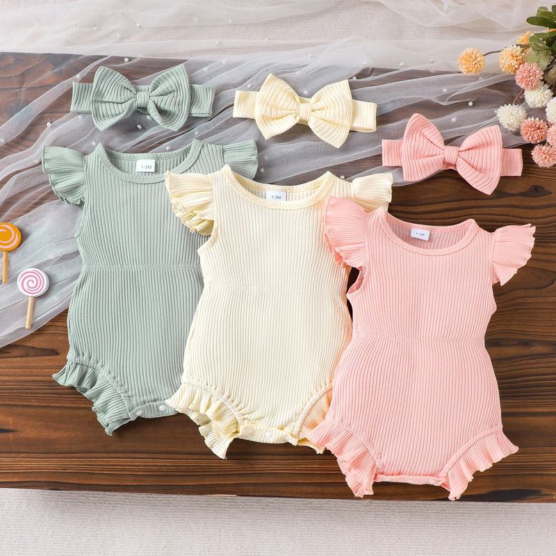 Multi-color Ribbed Romper For Toddlers