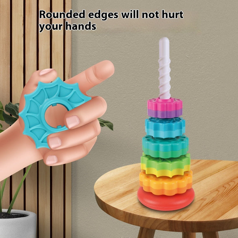 Rainbow Rotating Tower Toy Baby Early Education Intellectual Development Intelligence Ferrule