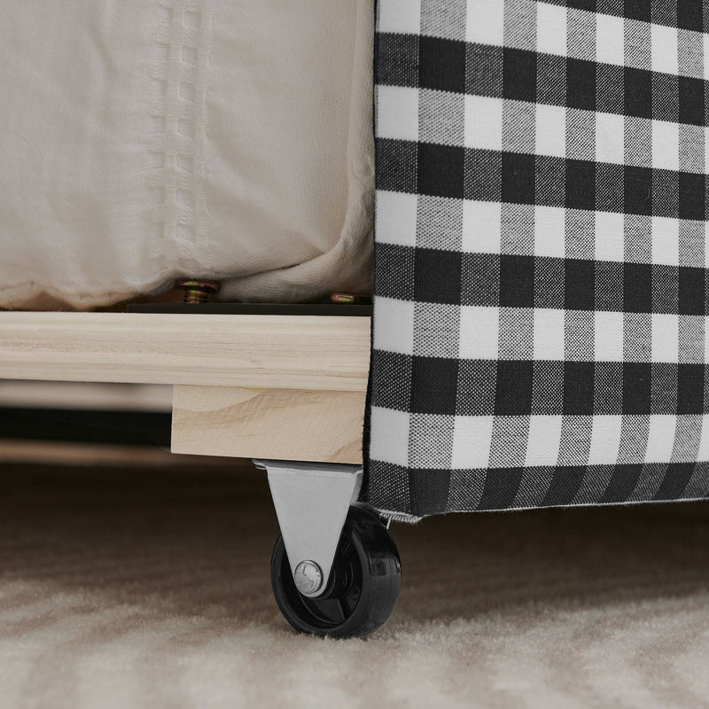 Gingham Daybed With USB Charging Port, Wave Shaped Design