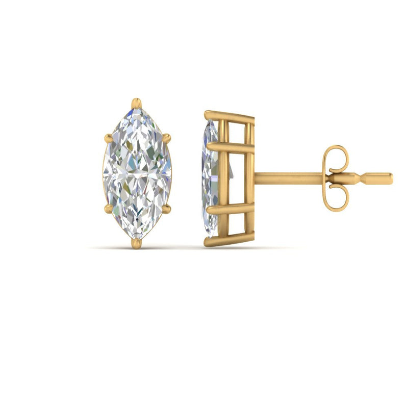 6 Prong Marquise Diamonds Solitaire Stud Earring in Basket Setting