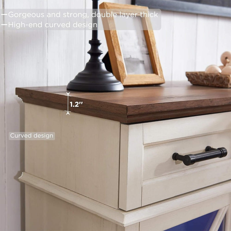 Electric Fireplace TV Stand With Glass Door Storage Cabinet, 70" (SAK58627)