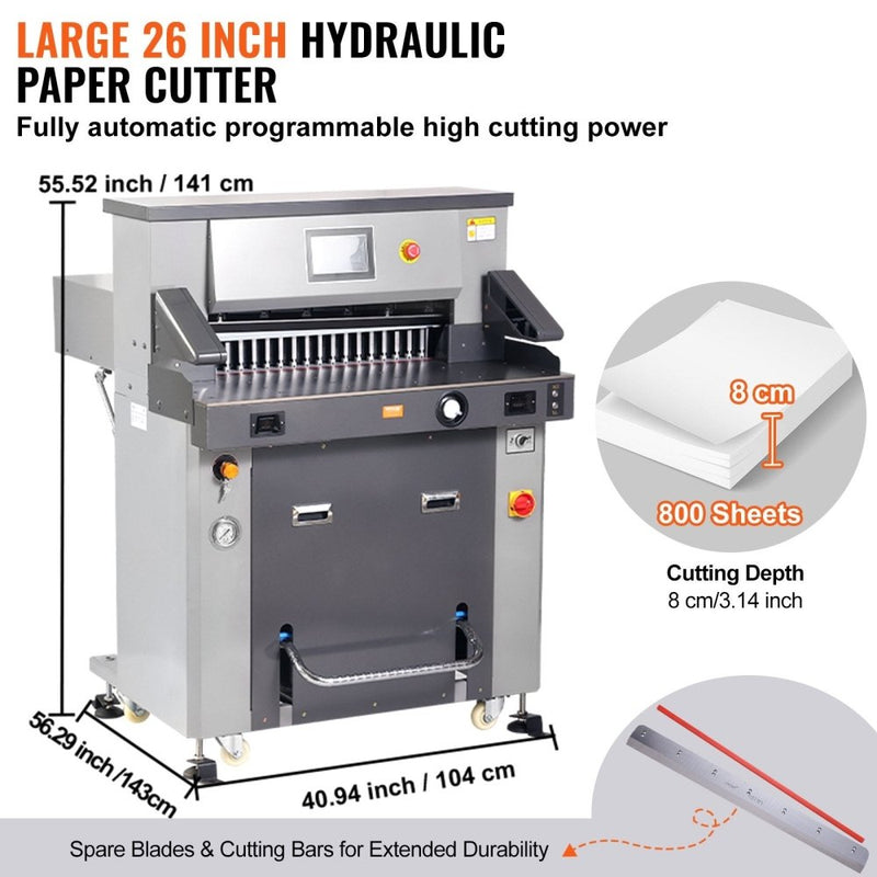 Electric Heavy Duty Hydraulic Paper Cutter Machine With Touchscreen, 26 Inch (SAK92518)