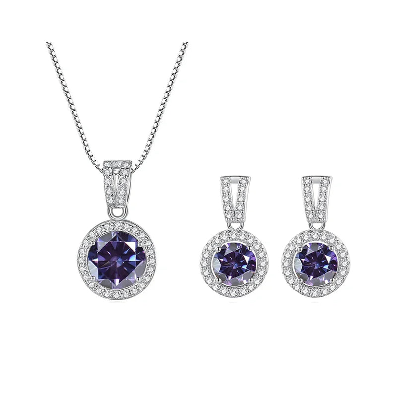 2Ct Moissanite Necklace Earrings Set Sterling Silver 925 Wedding Jewelry