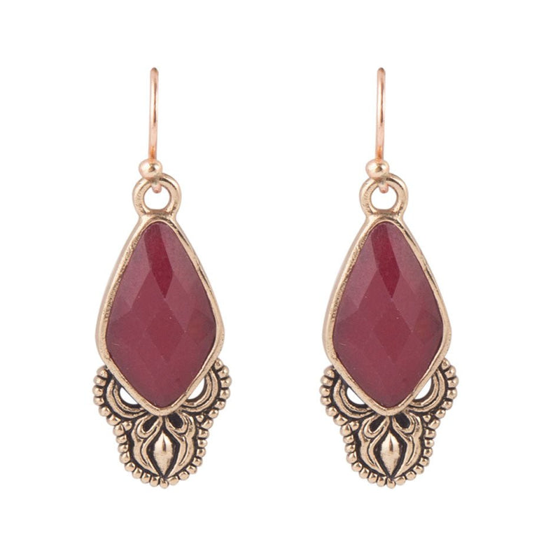 Elegant Bordeaux Quartz Earrings