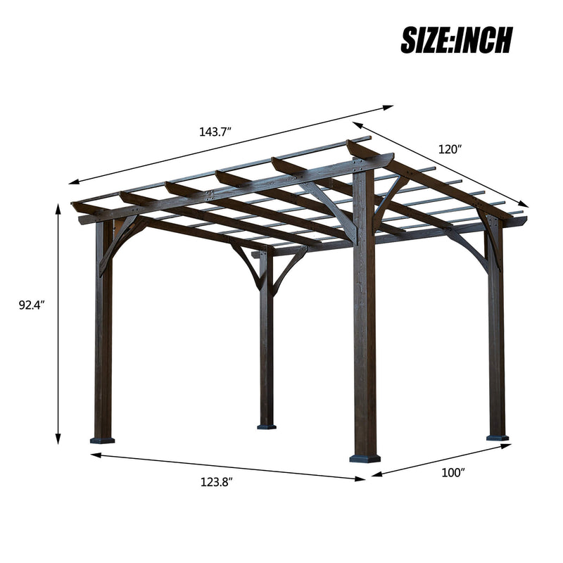 [10X12FT] Alora Premium Outdoor Brown Cedar Wood Pergola For Spacious Patios (SAK45639)