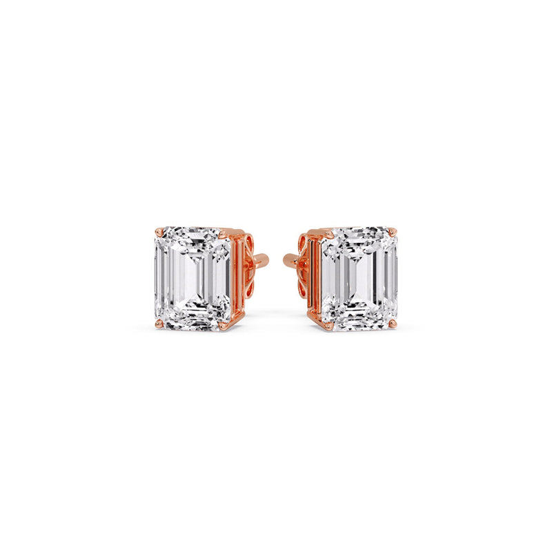 Certified Emerald Cut Diamond Solitaire Stud Earrings