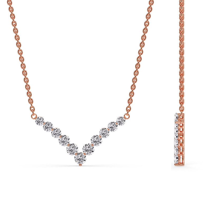 Round Graduated V-Necklace