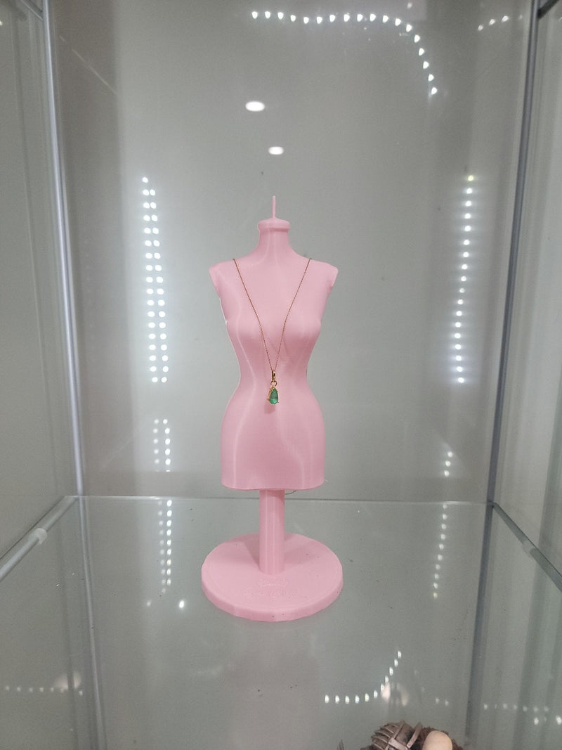Elegant Pink Mannequin Jewelry Stand - Perfect for Displaying Necklaces & Accessories