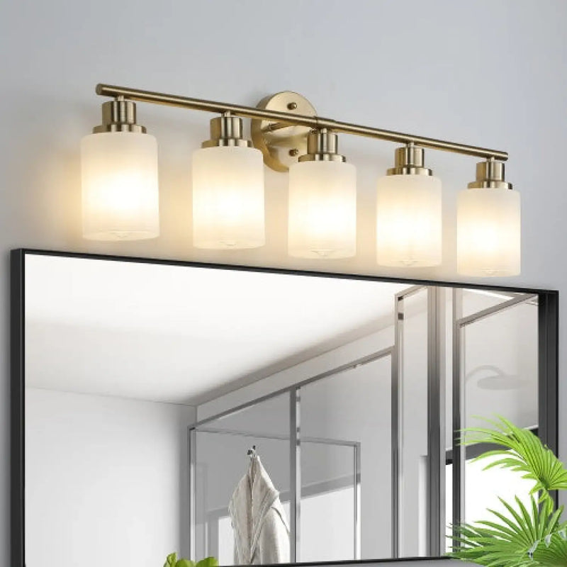 Elegant Vanity Lights for Bathroom in Gold with 5 Lights Fixture