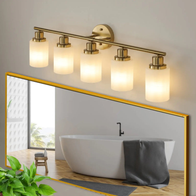 Elegant Vanity Lights for Bathroom in Gold with 5 Lights Fixture