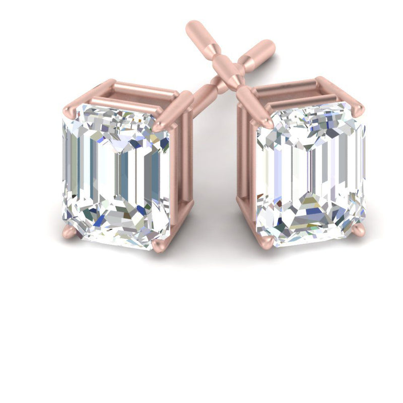 Certified Emerald Cut Diamond Solitaire Stud Earrings