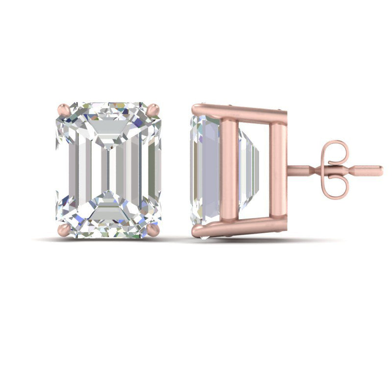 Certified Emerald Cut Diamond Solitaire Stud Earrings