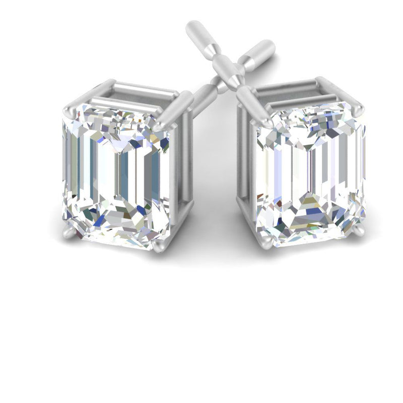 Certified Emerald Cut Diamond Solitaire Stud Earrings