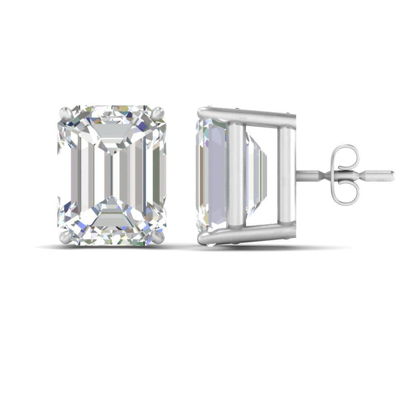 Certified Emerald Cut Diamond Solitaire Stud Earrings