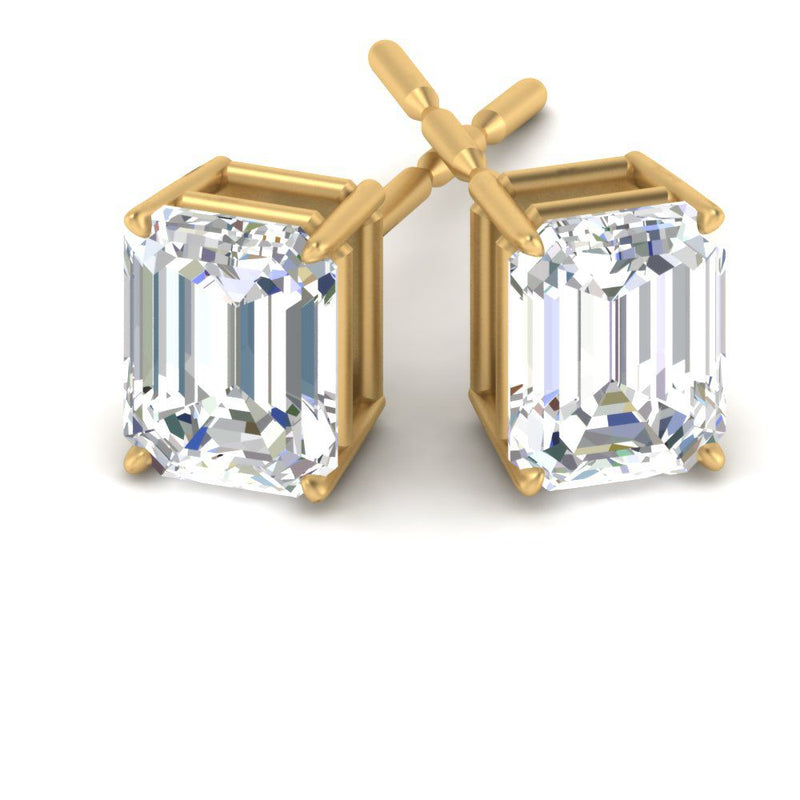 Certified Emerald Cut Diamond Solitaire Stud Earrings