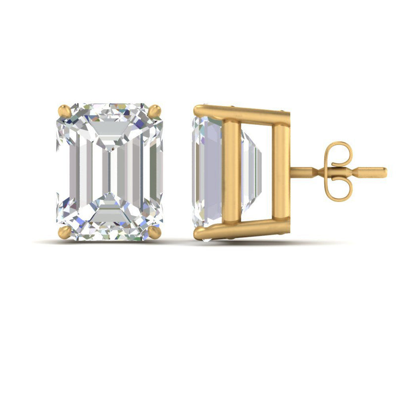 Certified Emerald Cut Diamond Solitaire Stud Earrings