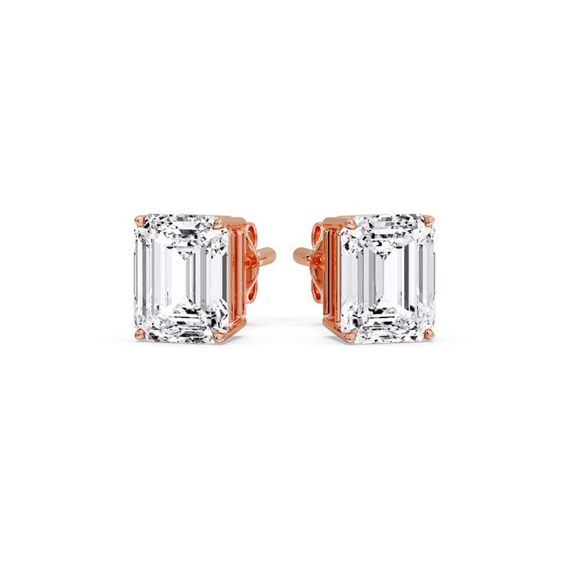 Emerald Cut Diamond Stud Earrings