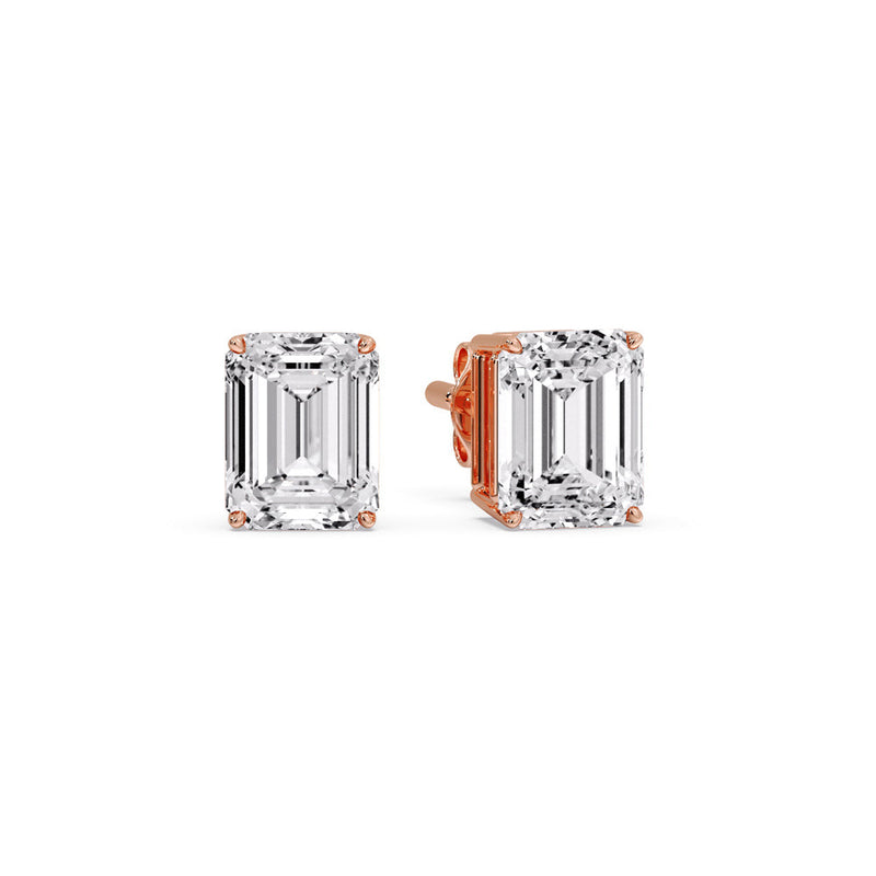Certified Emerald Cut Diamond Solitaire Stud Earrings