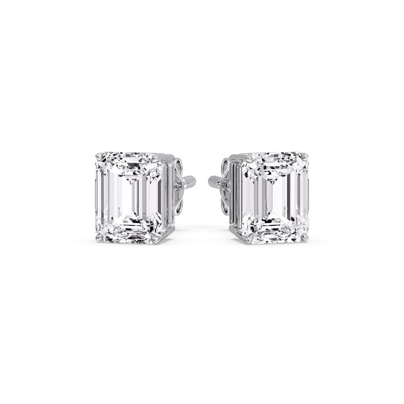 Certified Emerald Cut Diamond Solitaire Stud Earrings