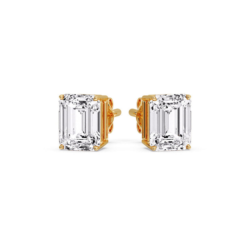 Certified Emerald Cut Diamond Solitaire Stud Earrings