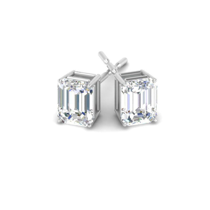 Certified Emerald Cut Diamond Solitaire Stud Earrings