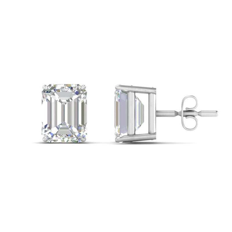 Certified Emerald Cut Diamond Solitaire Stud Earrings