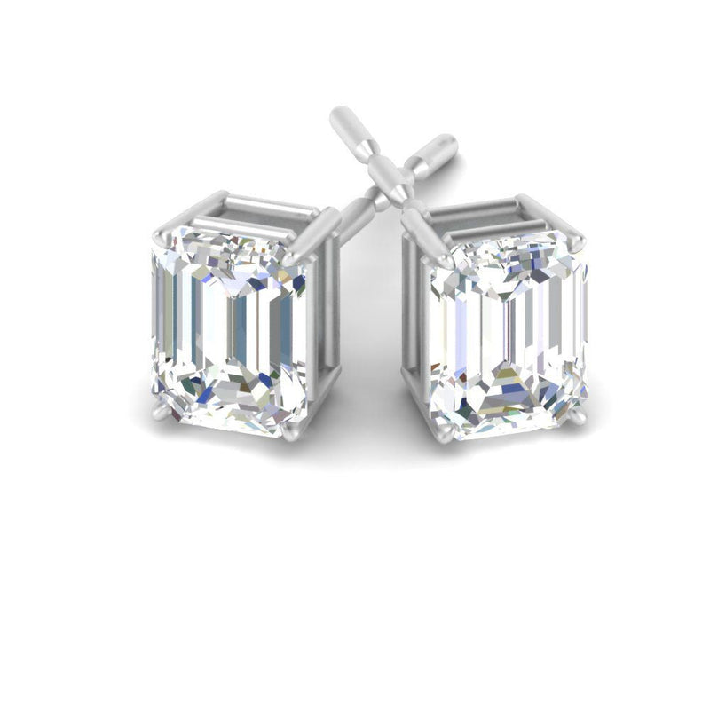 Certified Emerald Cut Diamond Solitaire Stud Earrings
