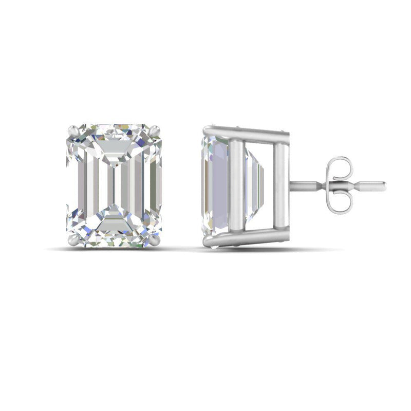 Certified Emerald Cut Diamond Solitaire Stud Earrings