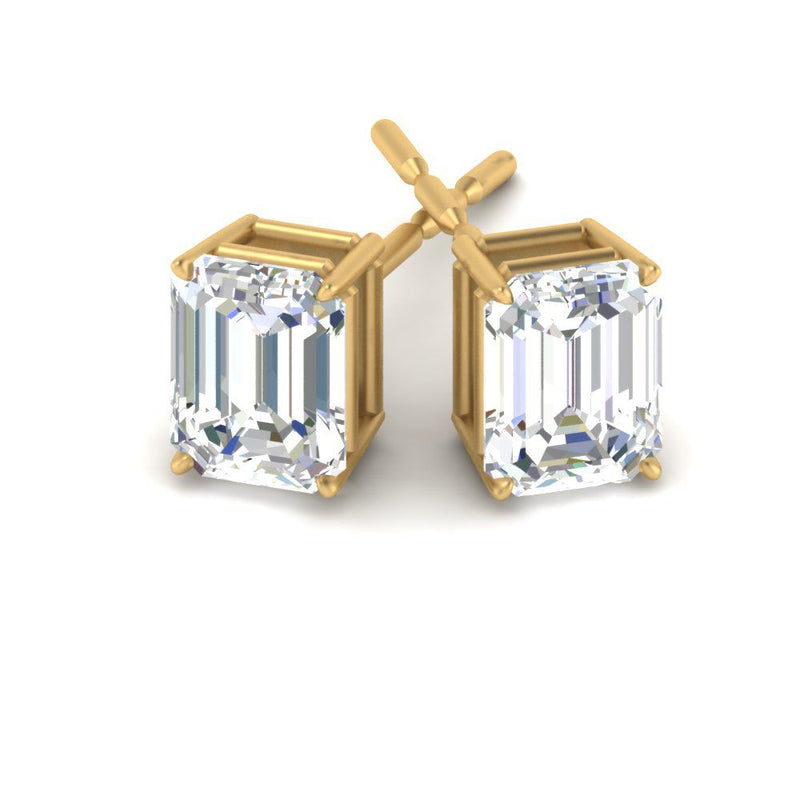 Certified Emerald Cut Diamond Solitaire Stud Earrings