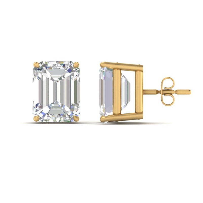 Certified Emerald Cut Diamond Solitaire Stud Earrings