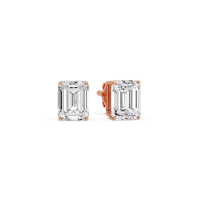 Certified Emerald Cut Diamond Solitaire Stud Earrings