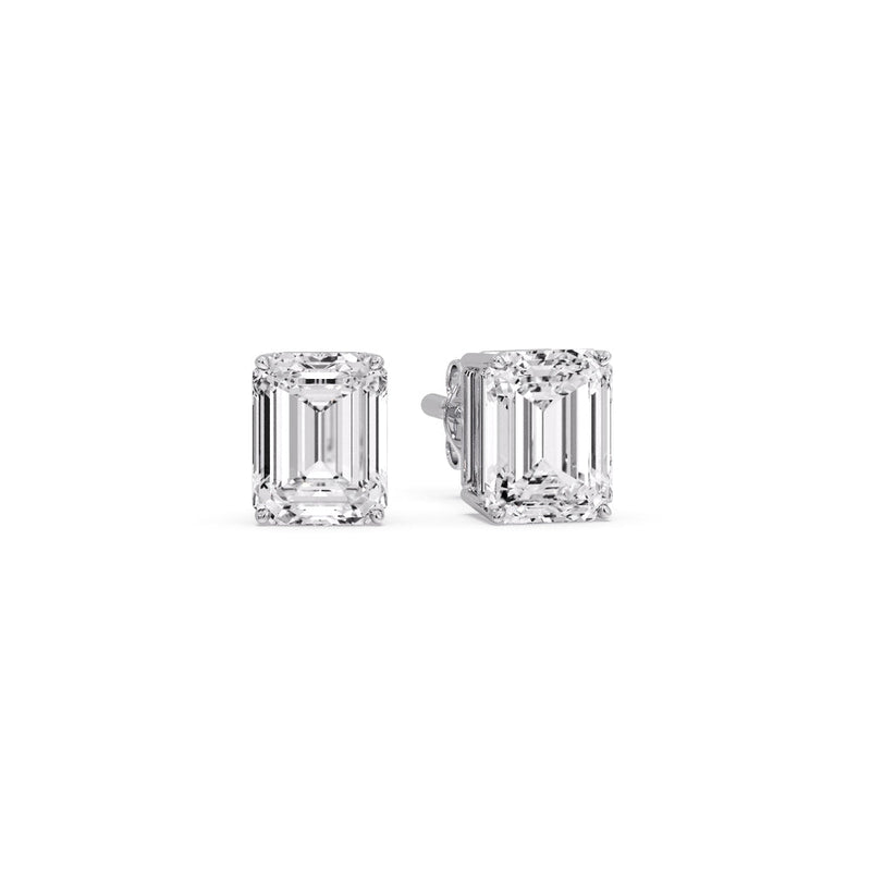 Certified Emerald Cut Diamond Solitaire Stud Earrings
