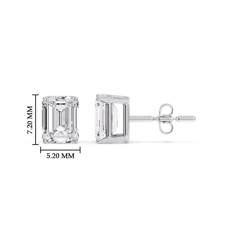 Certified Emerald Cut Diamond Solitaire Stud Earrings