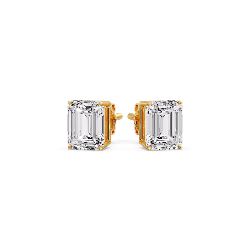 Certified Emerald Cut Diamond Solitaire Stud Earrings