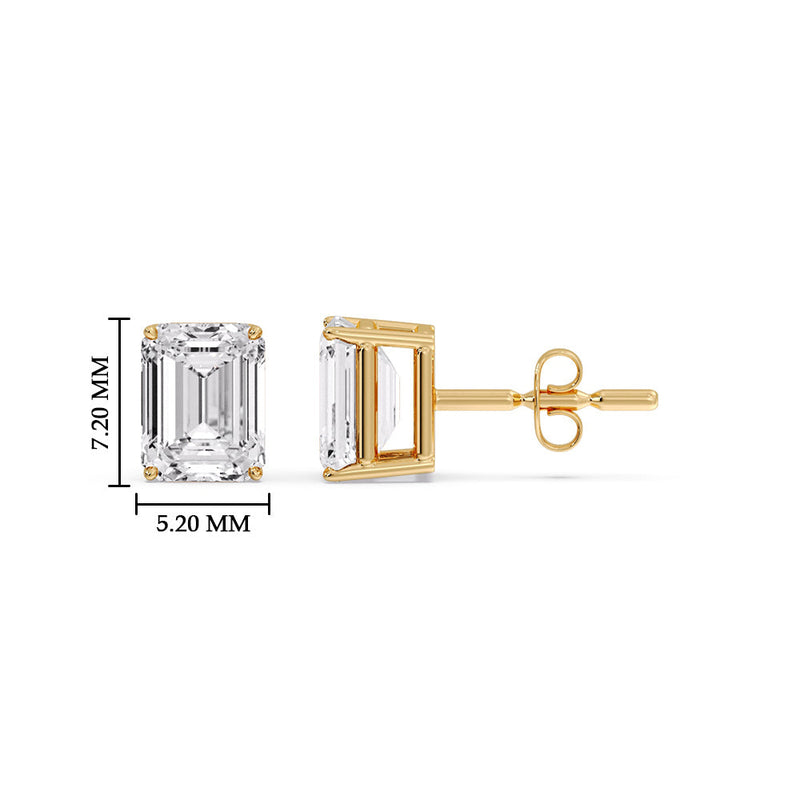 Emerald Cut Diamond Stud Earrings