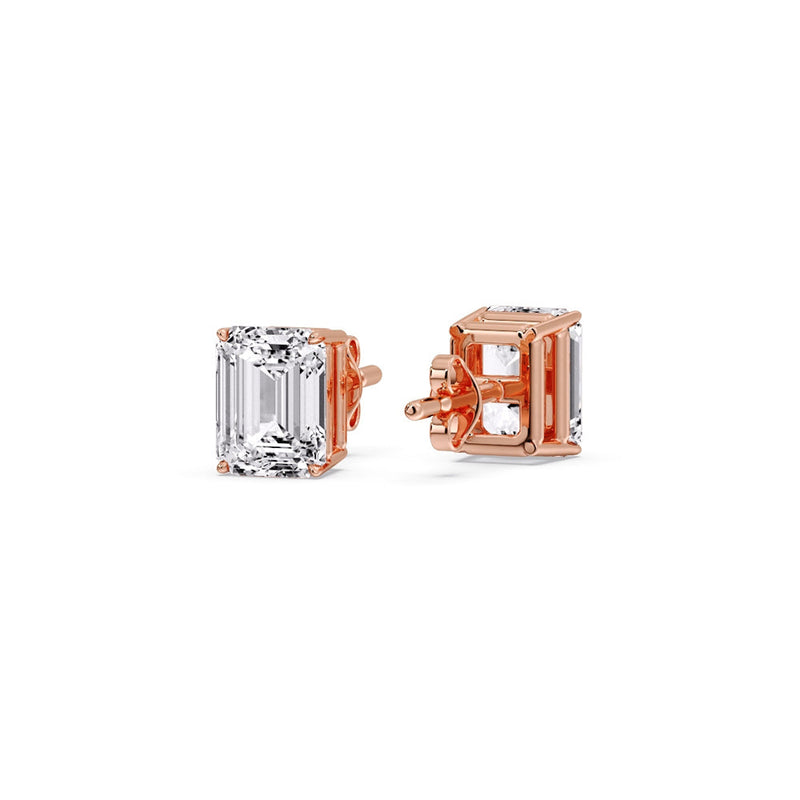 Certified Emerald Cut Diamond Solitaire Stud Earrings
