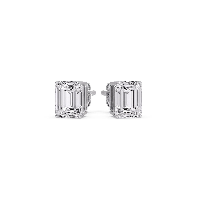 Certified Emerald Cut Diamond Solitaire Stud Earrings