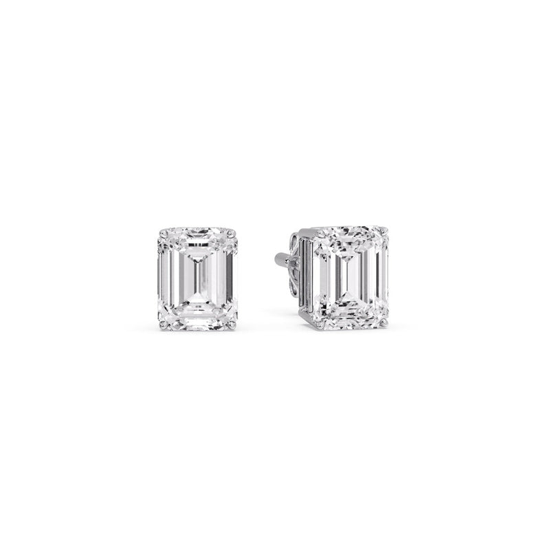 Certified Emerald Cut Diamond Solitaire Stud Earrings