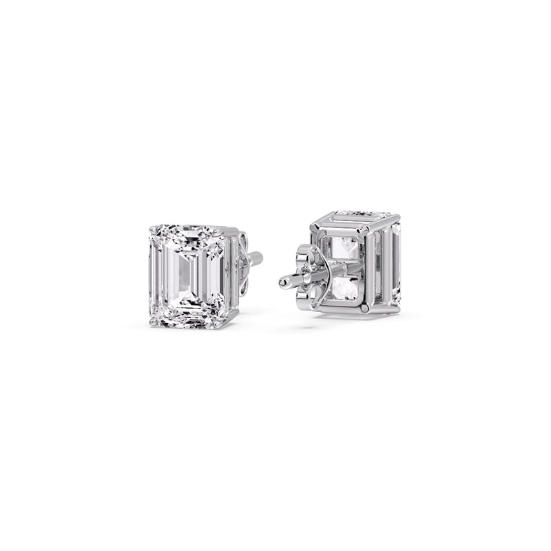 Certified Emerald Cut Diamond Solitaire Stud Earrings