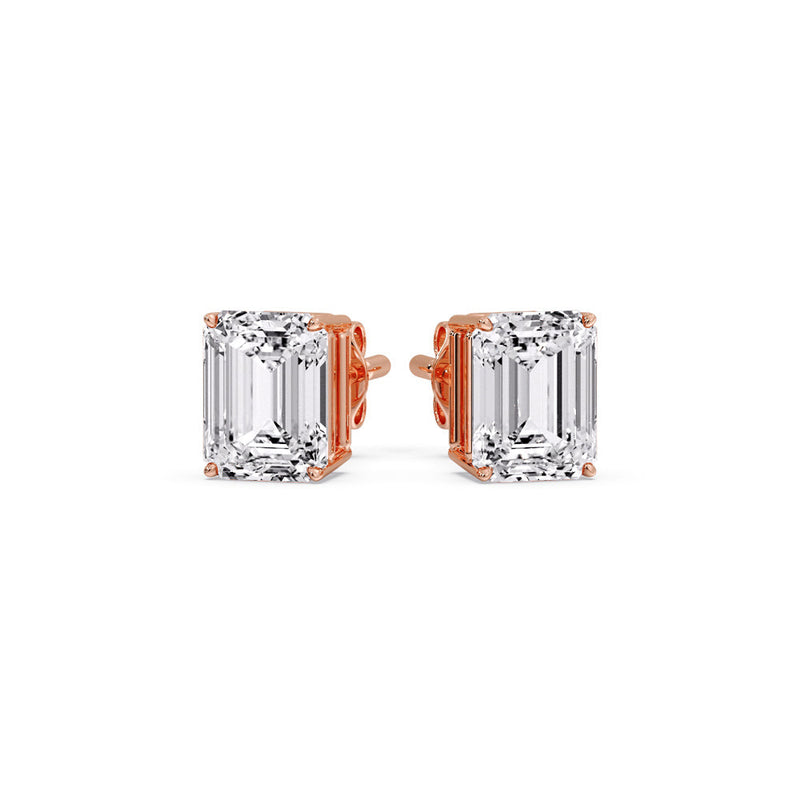 Certified Emerald Cut Diamond Solitaire Stud Earrings