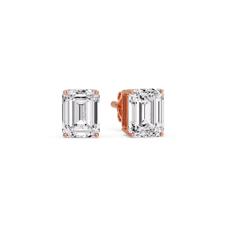 Certified Emerald Cut Diamond Solitaire Stud Earrings