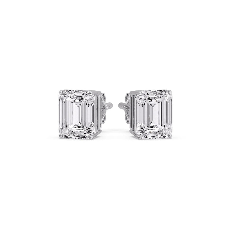 Certified Emerald Cut Diamond Solitaire Stud Earrings