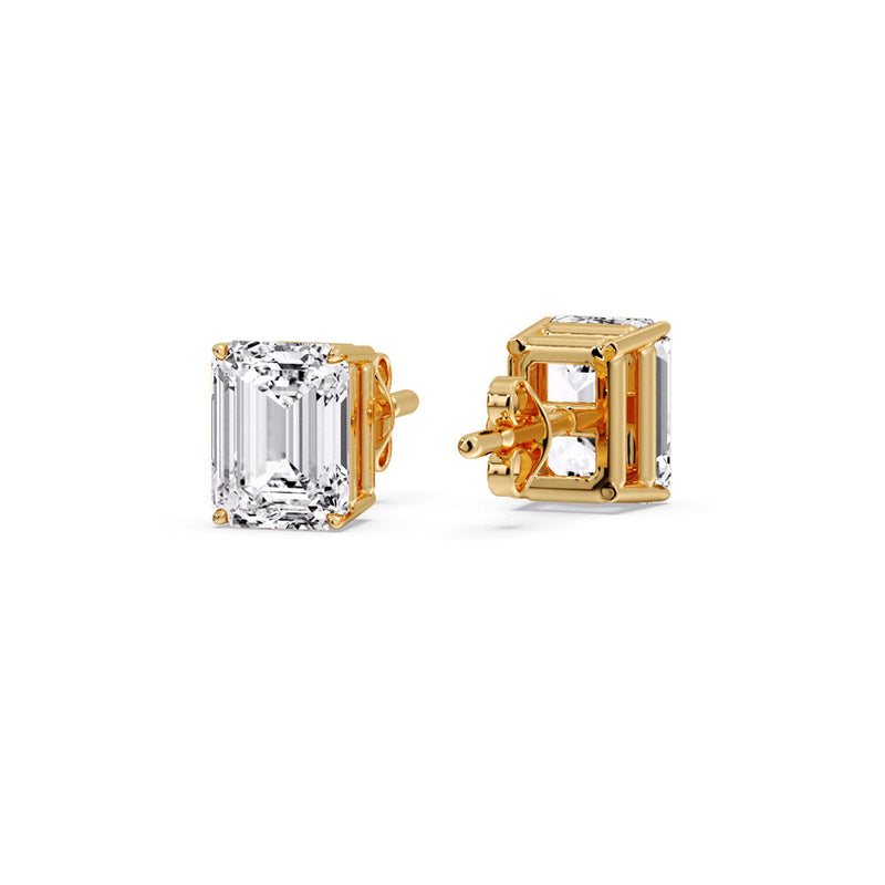 Certified Emerald Cut Diamond Solitaire Stud Earrings