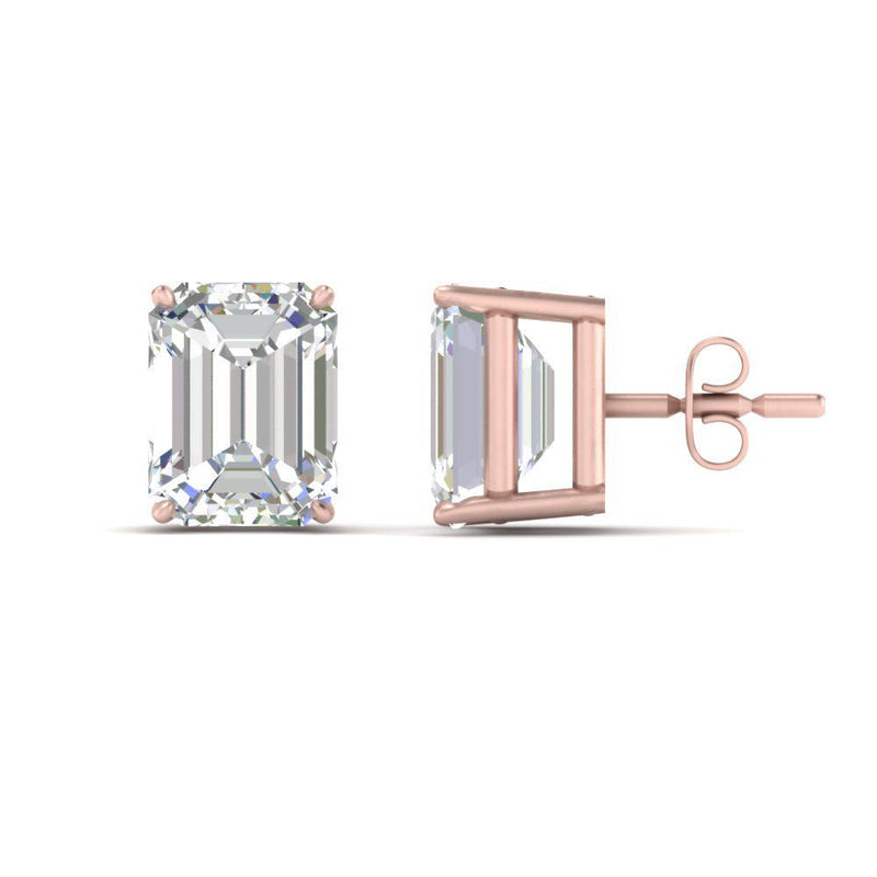Certified Emerald Cut Diamond Solitaire Stud Earrings